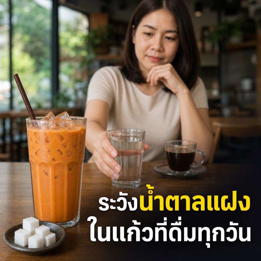 ผู้หญิงเลือกดื่มน้ำเปล่าแทนชาเย็นหวานสำหรับการดูแลเบาหวาน