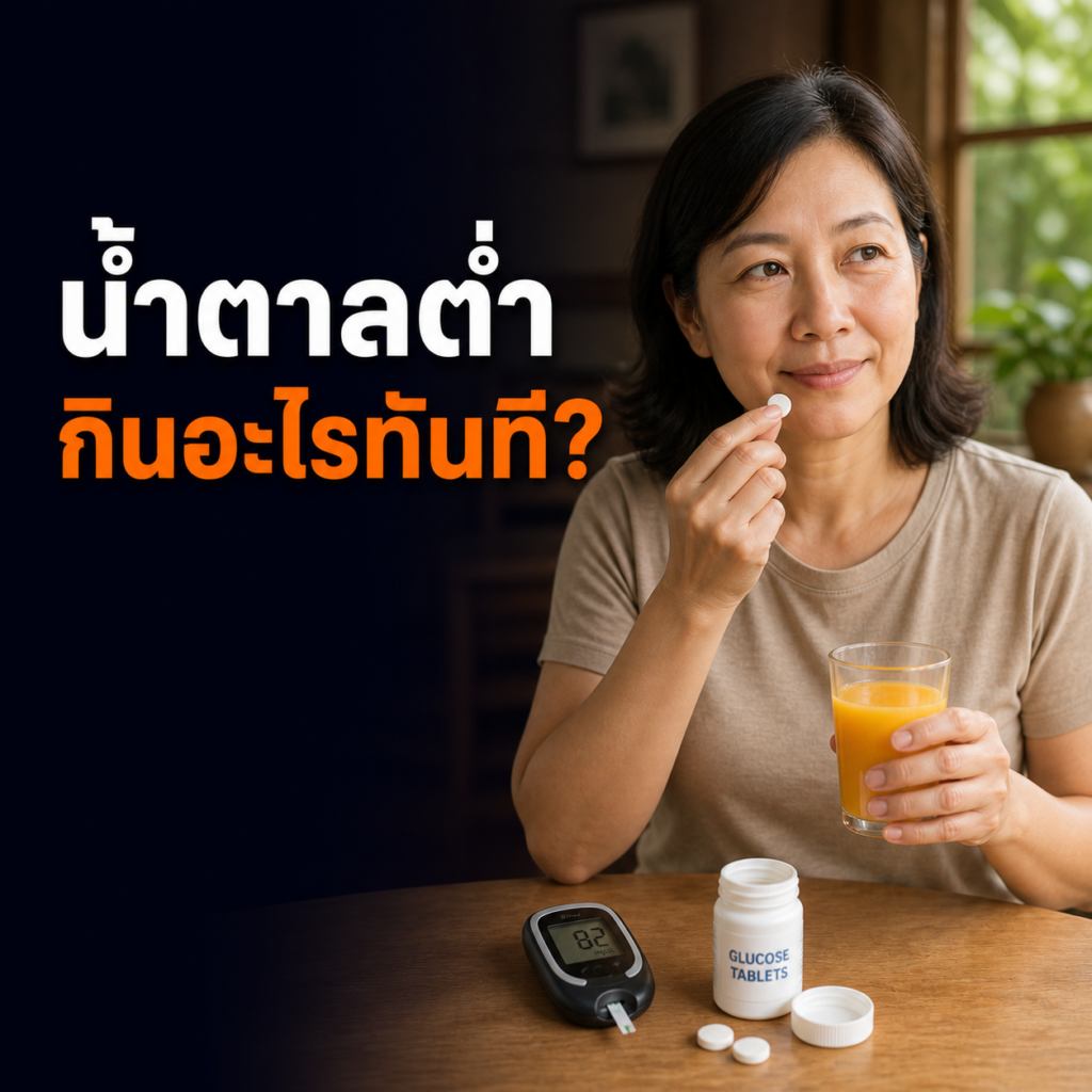 ผู้หญิงไทยแก้ภาวะน้ำตาลต่ำด้วยน้ำผลไม้และกลูโคสตามแผน