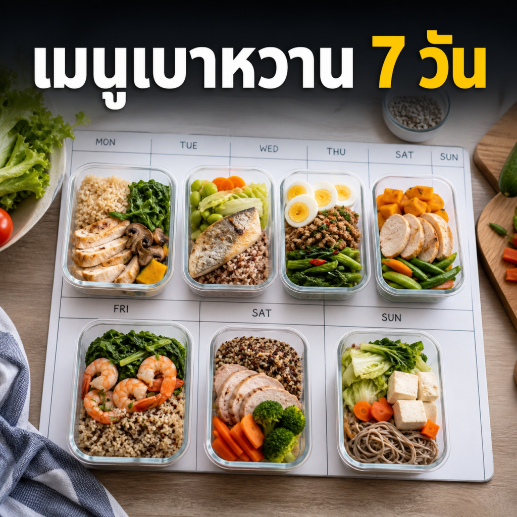 ตัวอย่างเมนูอาหารเบาหวาน 7 วันแบบอาหารไทย
