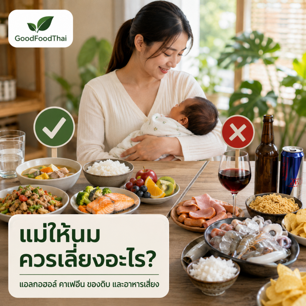 แม่ให้นมควรเลี่ยงอะไร? แอลกอฮอล์ คาเฟอีน ของดิบ และอาหารเสี่ยง - GoodFoodThai