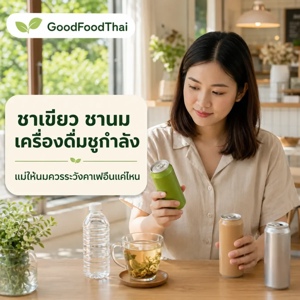 แม่ให้นมดื่มชาเขียว ชานม หรือเครื่องดื่มชูกำลังได้ไหม